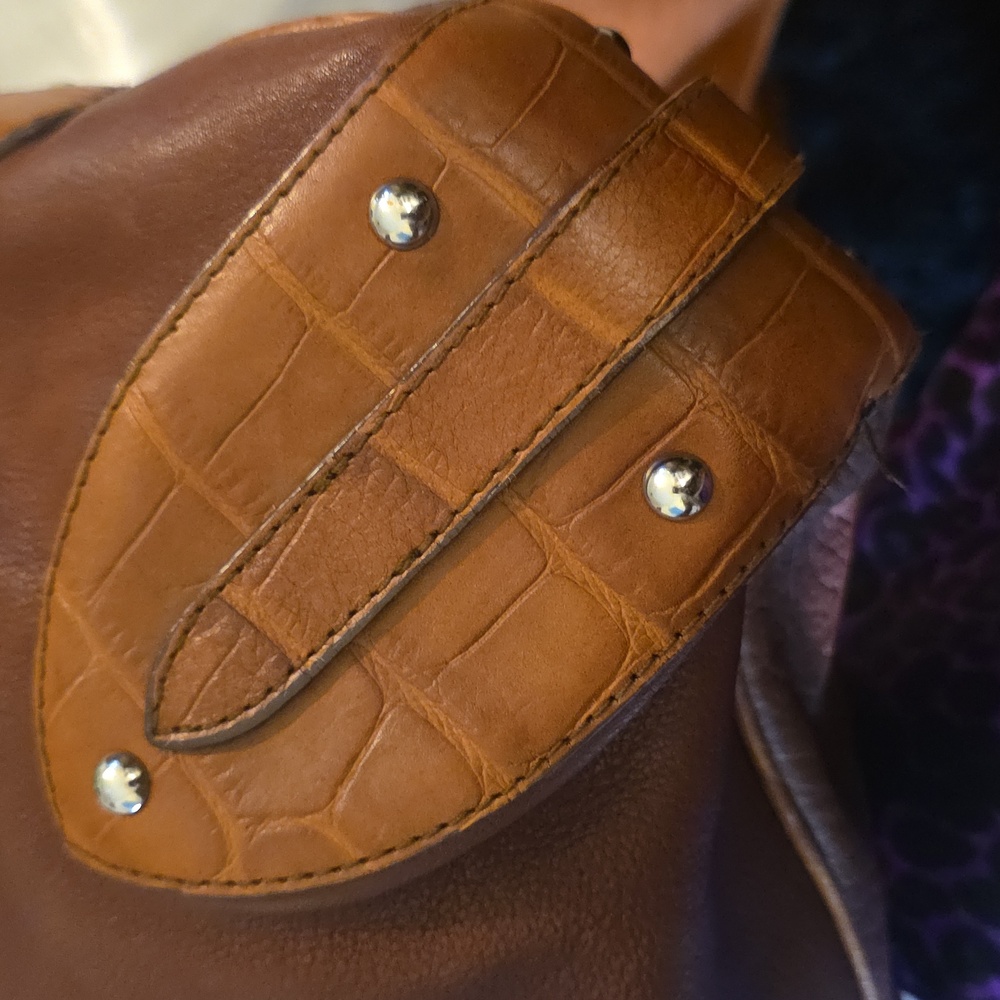 FURLA ITALIAN Brown Leather LUX Shoulder Bag Reposh - Picture 9 of 13